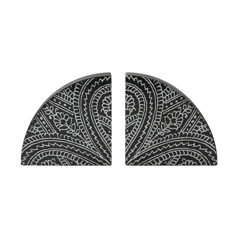 Hand Engraved Black Stone Bookends